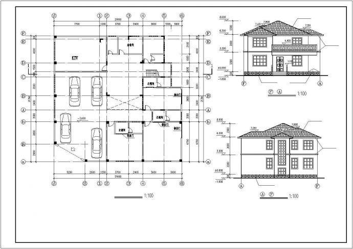 某豪华别墅B型建筑CAD设计施工图纸_图1