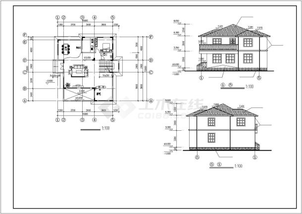 某豪华别墅B型建筑CAD设计施工图纸-图二