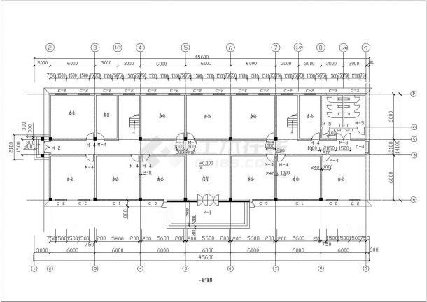 【3层】北京定额三层框架结构办公楼清单计价实例（工程量计算、清单、CAD图21张）-图一