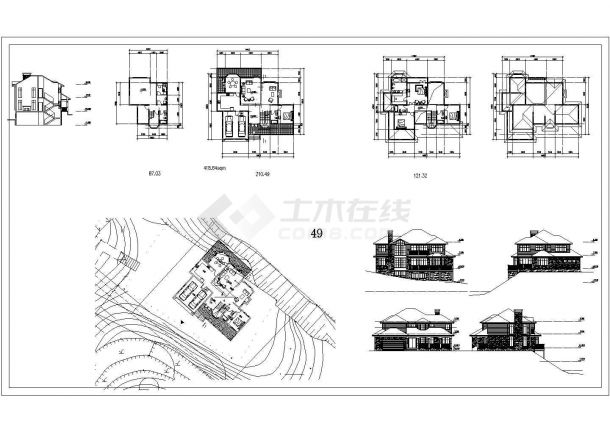 某坡地独栋别墅建筑方案CAD设计图纸-图一