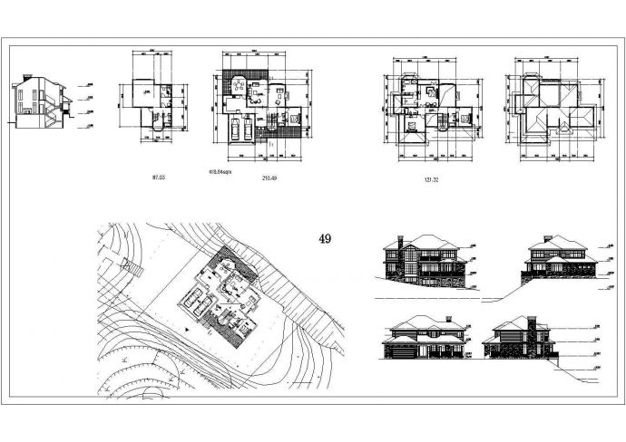 某坡地独栋别墅建筑方案CAD设计图纸_图1
