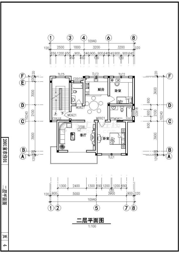 某三层带阁楼层坡屋顶别墅设计cad全套建筑施工图（含结构设计）-图二