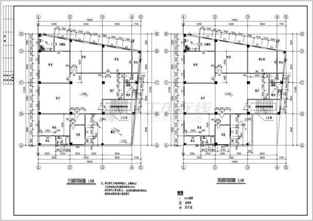 某区县四层现浇钢筋结构出租住宅楼建筑设计全套CAD图纸（含墙内外施工说明）-图二