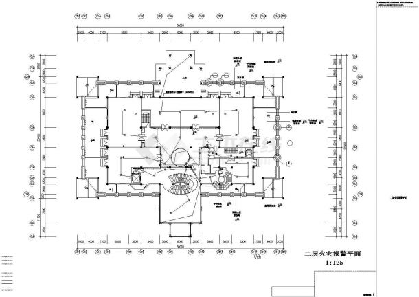 合肥市昌盛路某3层高档商务会所全套消防报警系统设计CAD图纸-图二