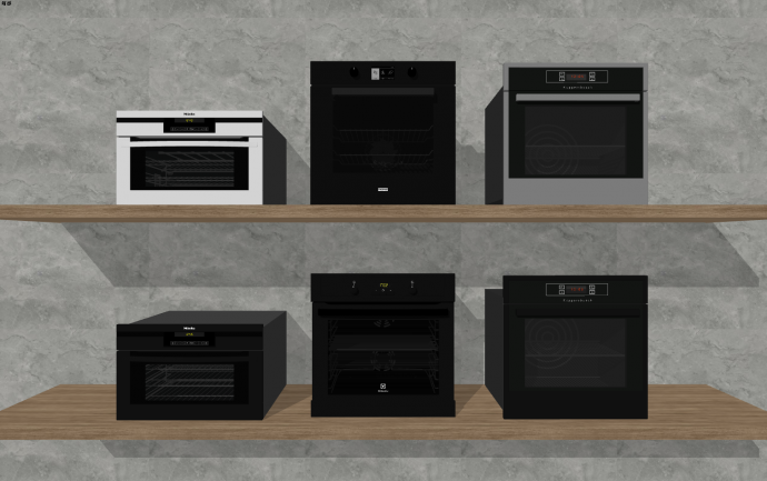 黑色玻璃面板美诺厨房电器SU模型_图1