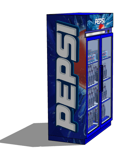 蓝色可乐现代风格超市冰柜SU模型-图二