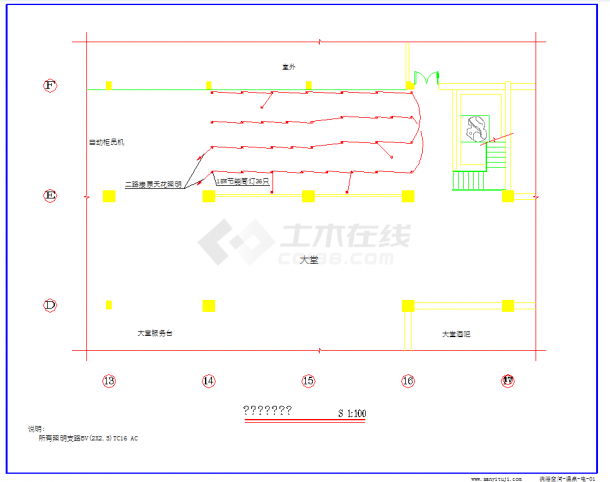 北京龙泉洗浴中心CAD施工图纸-图一