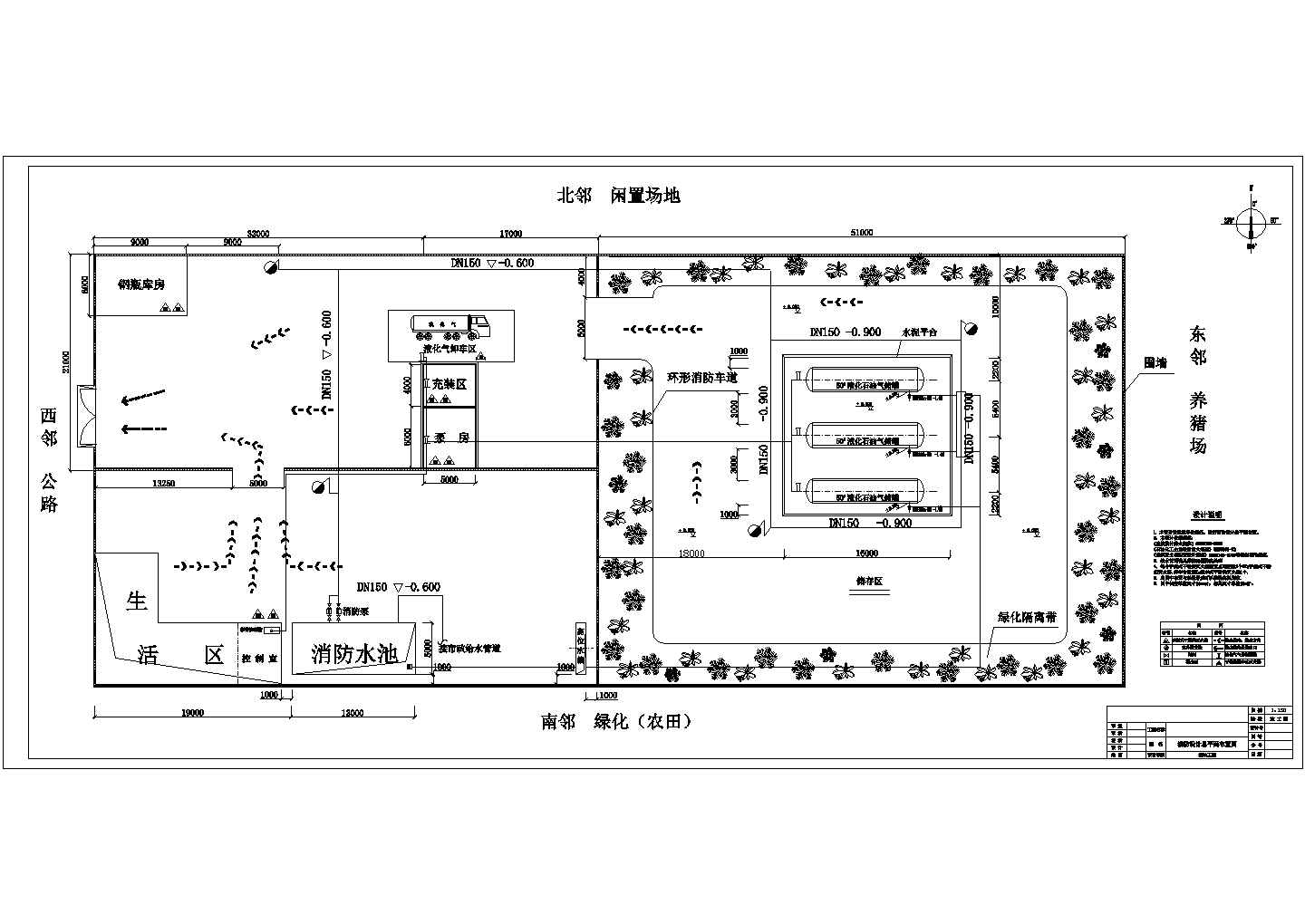 某储油厂消防总平面布置设计施工方案CAD图纸