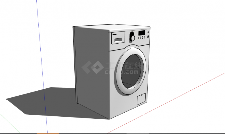 一款白色的全自动的洗衣机su模型-图二