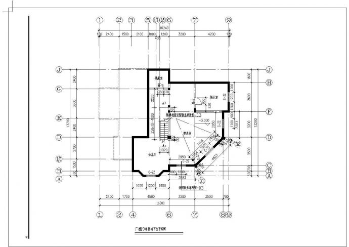某二层带地下层山庄别墅设计cad建筑平面方案图（甲级院设计）_图1