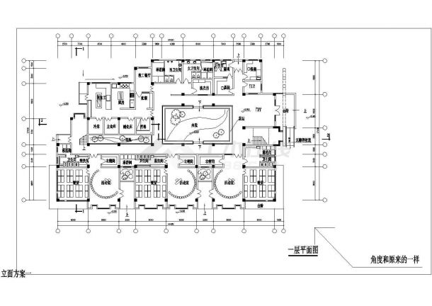合肥市某是社区三层框架结构幼儿园平立面设计CAD图纸 （含效果图）-图二