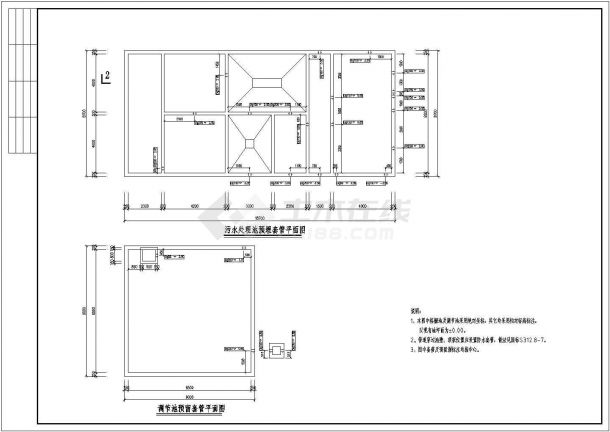 某污水处理站接触氧化工艺设计施工方案CAD图纸-图二