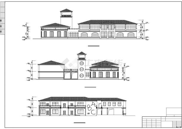 连云港市某社区私立幼儿园2层框架结构教学楼平立面设计CAD图纸-图二