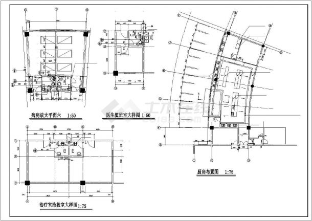 某综合医疗机构病房大样设计施工方案CAD图纸-图一