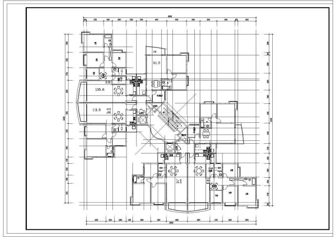 某高层住宅户型CAD设计大样图经典集合_图1