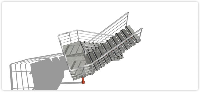 橙色结构灰色踏板楼梯su模型-图二
