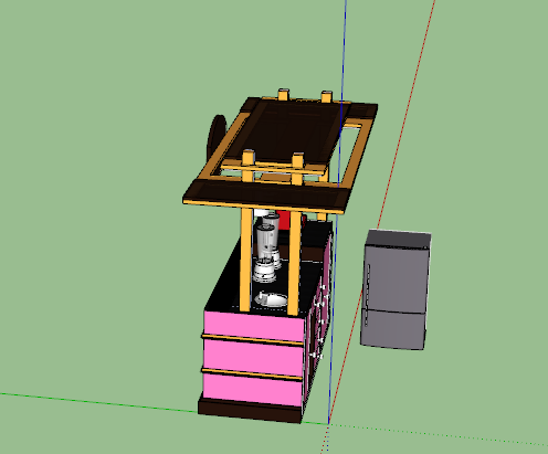粉色现代木质售卖亭su模型_图1