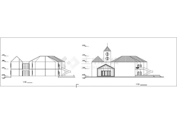 某地幼儿园建筑方案CAD图（共4张）-图二