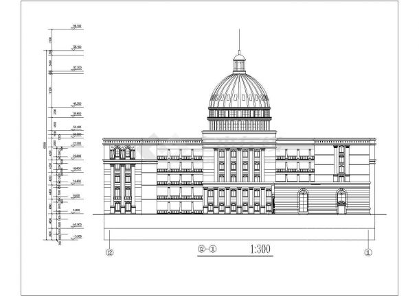 欧式办公楼全套建筑施工设计cad图纸(含效果图)-图二