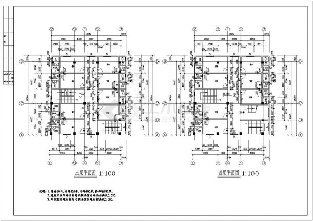 某四层高校宿舍详细全套CAD设计建筑施工图-图一