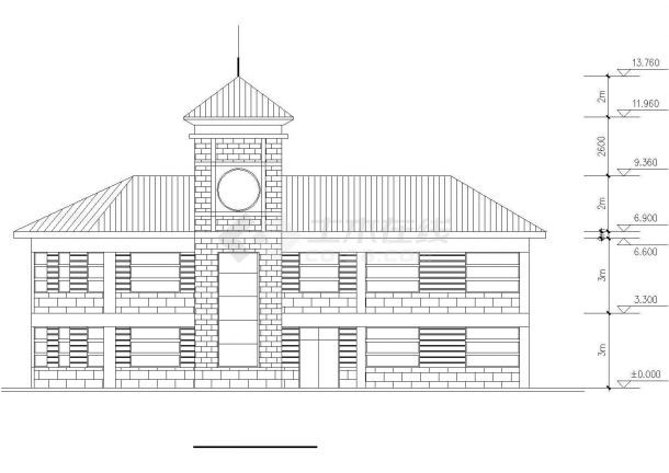某两层高档花园会所建筑设计CAD方案图（含门卫室平面设计）-图一