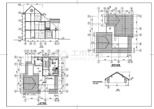 某莲池别墅山庄建筑CAD设计大样图-图一