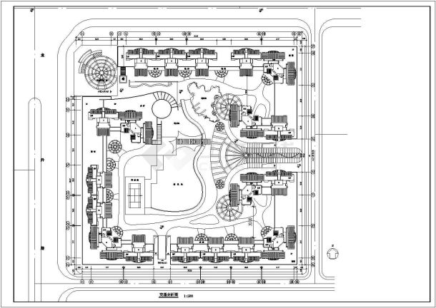 某花园高层住宅小区CAD建筑设计平面规划图-图二