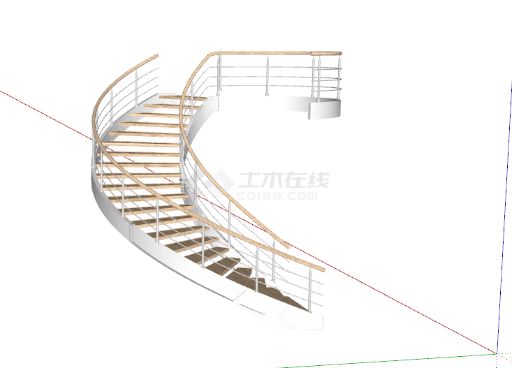 螺旋白色现代现代风格楼梯 su模型-图二