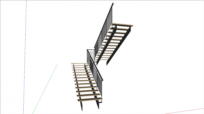 原木现代风格楼梯su模型_图1