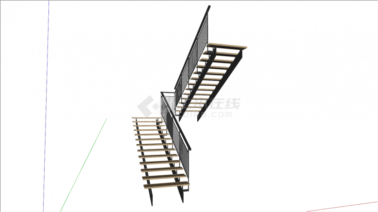 原木现代风格楼梯su模型-图一