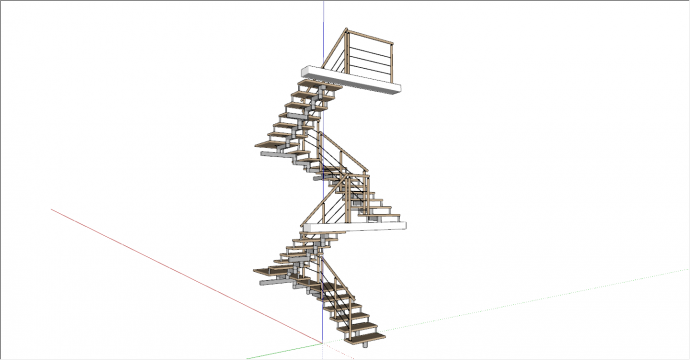 现代简约实木踏板旋转楼梯su模型_图1