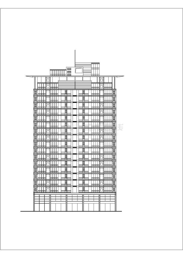 某高层框架剪力墙结构酒店设计cad建筑施工图-图一