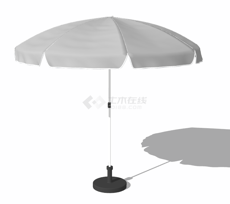 白色遮阳伞遮蔽式户外家具su模型-图一