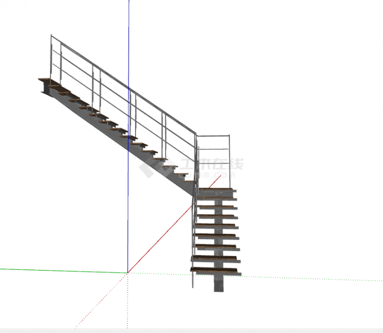 现代办公楼风格楼梯 su模型-图一