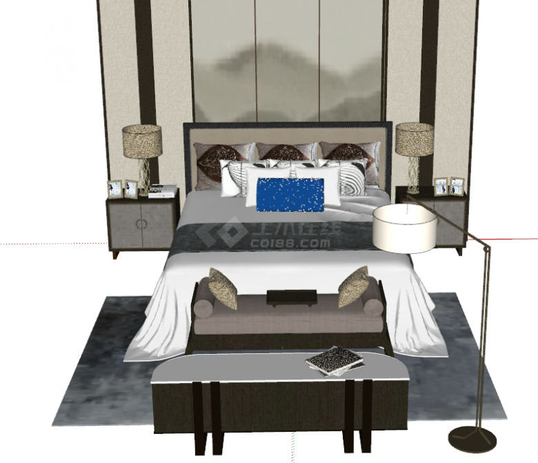 卧室欧式古典风格床su模型-图二