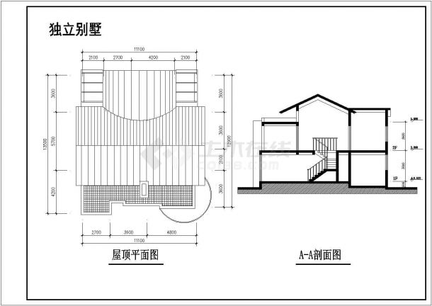 某二层框架结构独立别墅（建筑面积307.5平方米）设计cad建筑方案图（标注详细）-图一