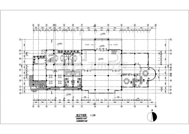 某小区公建会所建筑设计cad图(共5张)-图二