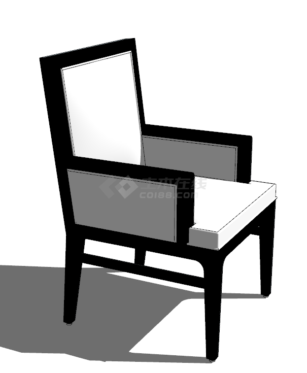 纯白色带黑色边框的单椅 su模型-图一