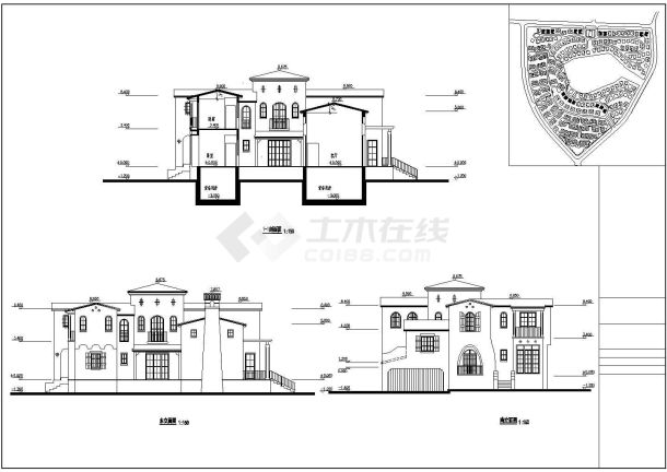 某二层框架结构欧式风格独立别墅设计cad立剖面方案图（甲级院设计）-图一