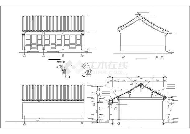 经典中式四合院全套建筑设计CAD图纸（5套）-图一