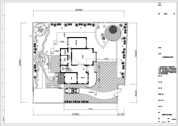 阳光花园小区某二层框架结构独立别墅室内装饰设计cad全套施工图（标注详细）-图一