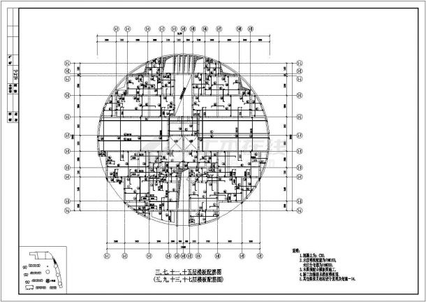 某纯剪结构多层住宅楼cad施工建筑工程施工全套图-图二