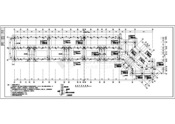 某底框结构商业住宅楼cad施工工程设计图纸-图二