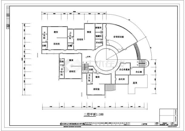 北京市某大学教师家属院3层框架结构附属幼儿园建筑设计CAD图纸-图一