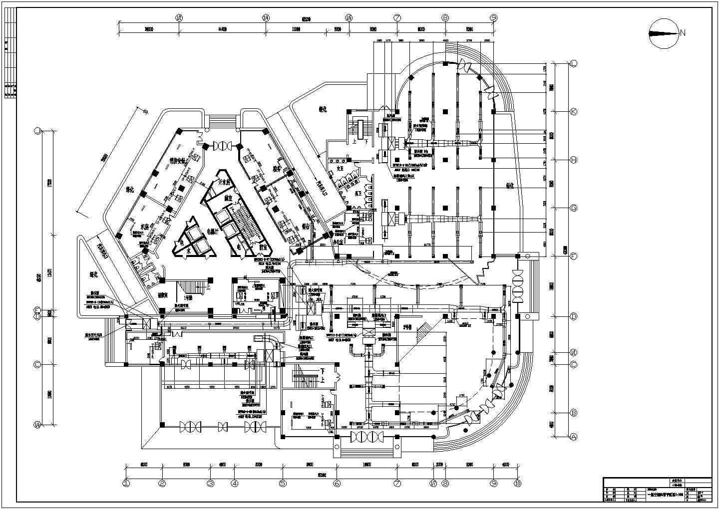 瑞明大厦中央空调全套施工设计cad图纸