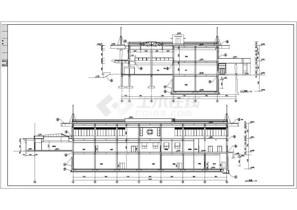 某小区业主会所1-1剖面建筑设计CAD方案图-图一