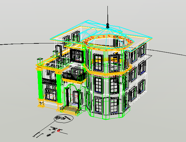 某三层砖混结构独栋别墅设计cad全套建筑施工图（含设计说明，含结构设计，含电气设计，含效果图）-图二