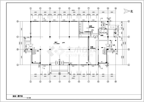 南方四层宿舍楼建筑施工图纸（标注明细）（含图纸目录）-图二