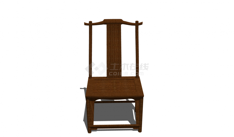 中式木质镂空靠背单椅su模型-图一