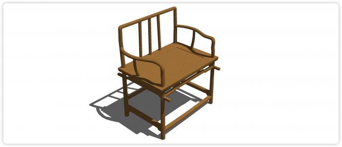 黄花梨圆柱扶手外弧形扶手单椅su模型_图1